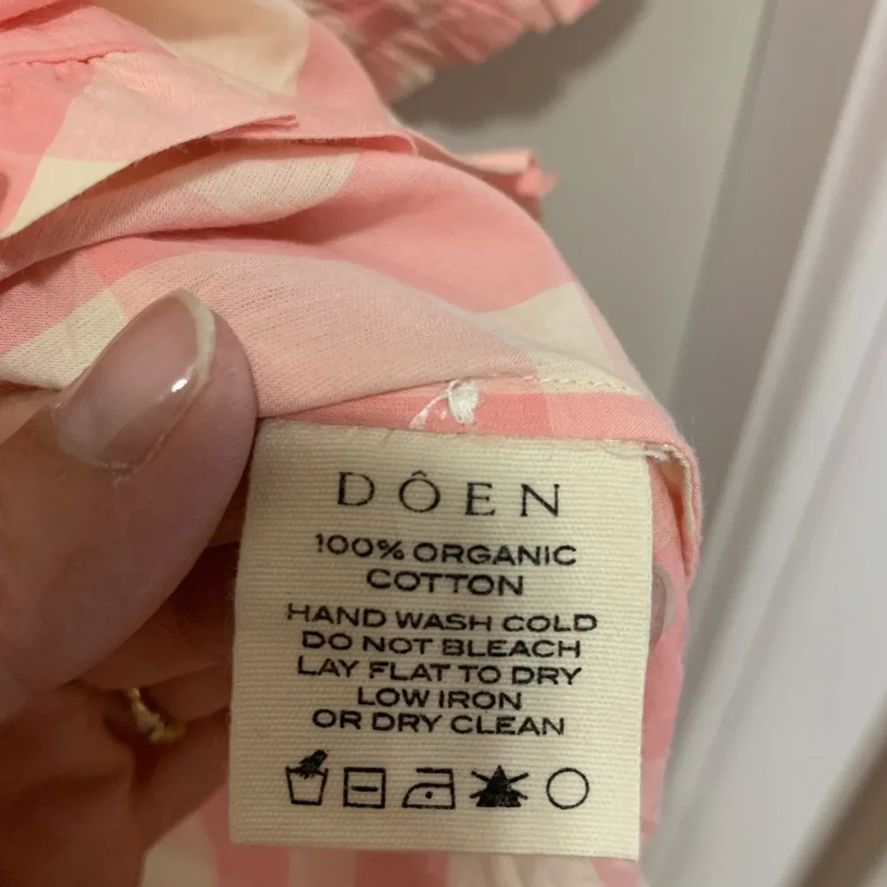 DOEN Pink Checkered Dress with Peter Pan Collar